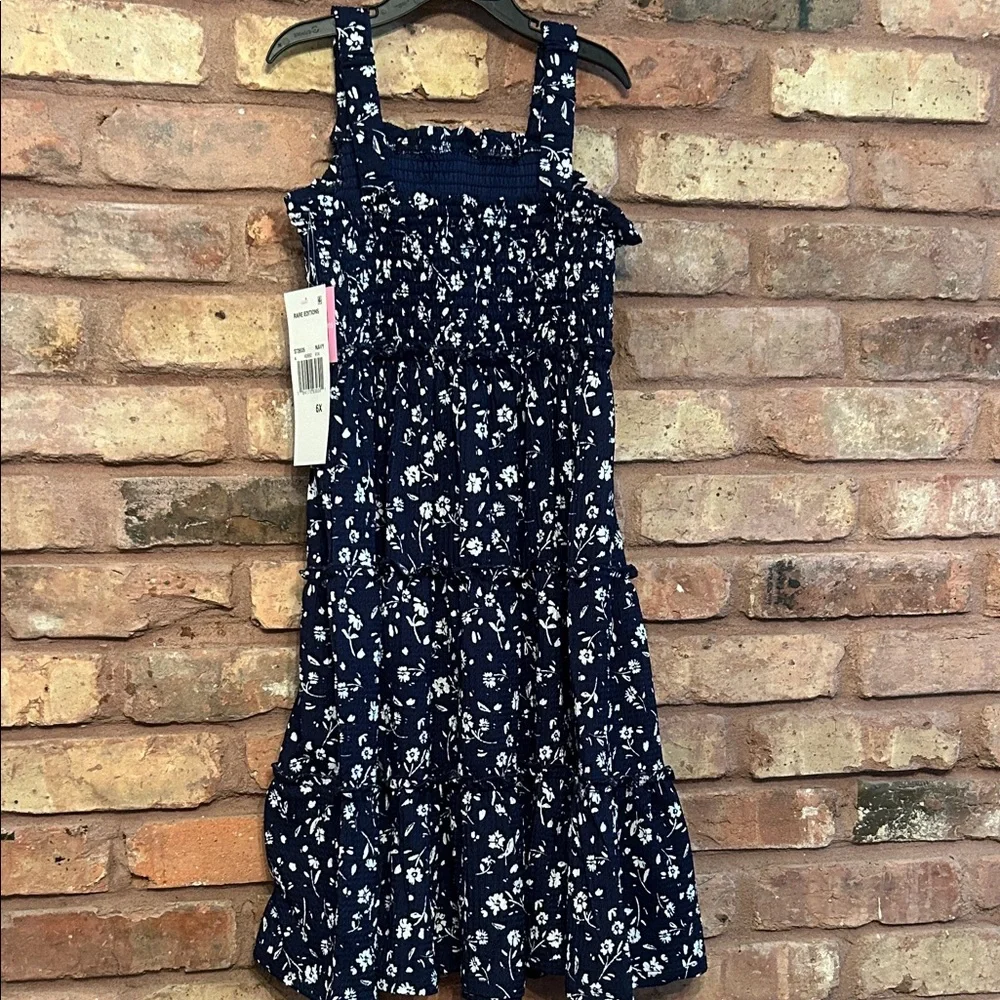 Rare Editions Navy Floral Casual Dress